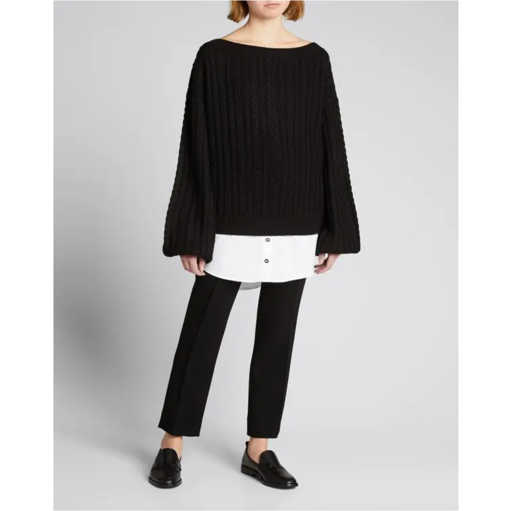 CAROLINE CONSTAS Gloria Cable-Knit Sweater Size Small Oversized